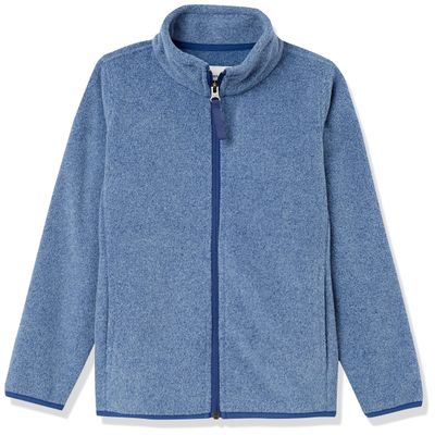 Amazon Essentials Boys' Polar Fleece Full-Zip Mock Jacket, Blue Heather, XX-Large