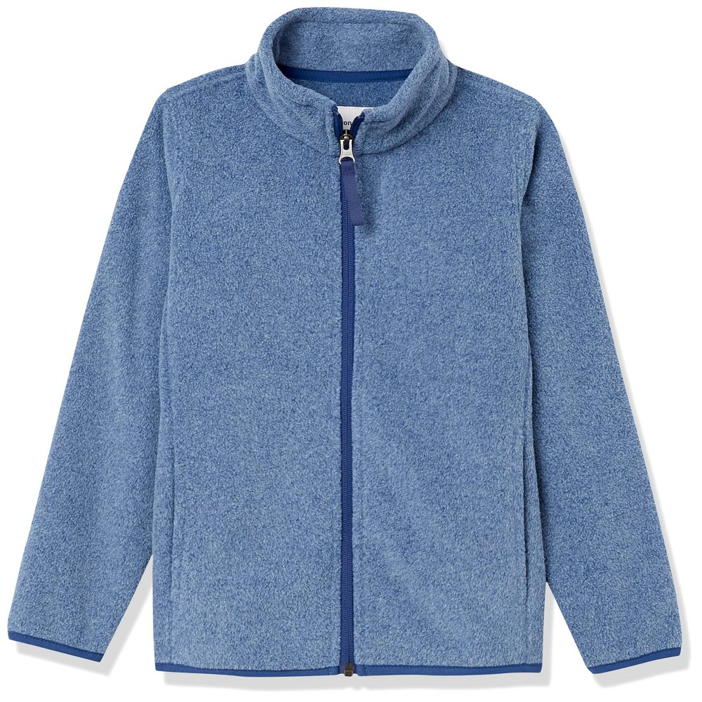 Amazon Essentials Boys' Polar Fleece Full-Zip Mock Jacket, Blue Heather, XX-Large