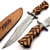 BK328 Fixed Blade Stunning Custom Handmade Damascus Hunting Knife, Strong Rosewood Comfortable Handle For Outdoor, Hunting, Camping, Survival, Bushcraft Ideal Unique Knife With Scabbard15" Overall view 1