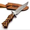 BK328 Fixed Blade Stunning Custom Handmade Damascus Hunting Knife, Strong Rosewood Comfortable Handle For Outdoor, Hunting, Camping, Survival, Bushcraft Ideal Unique Knife With Scabbard15" Overall view 2