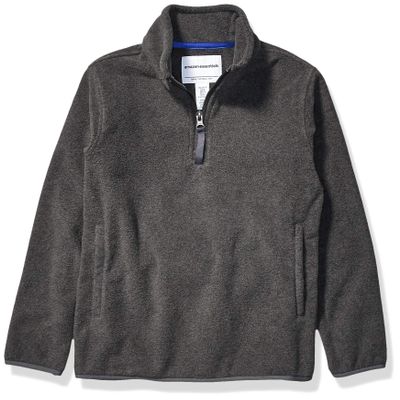 Amazon Essentials Toddler Boys' Midweight Polar Fleece Quarter-Zip Pullover Jacket, Long Sleeve, Charcoal Heather, 3T