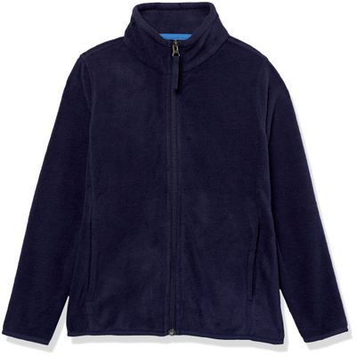 Amazon Essentials Boys' Polar Fleece Full-Zip Mock Jacket, Navy, X-Large