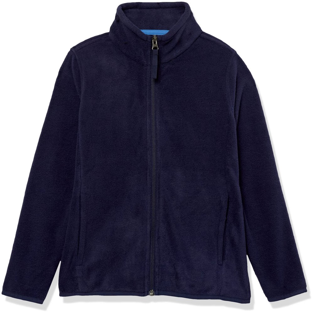 Amazon Essentials Boys' Polar Fleece Full-Zip Mock Jacket, Navy, X-Large