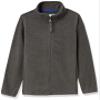Amazon Essentials Boys' Polar Fleece Full-Zip Mock Jacket, Charcoal Heather, X-Large view 1