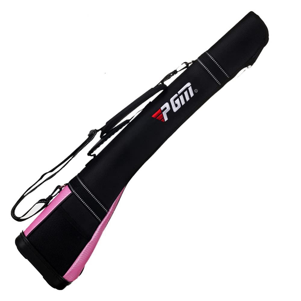 Golf Gun Bag Ultra Light Nylon Can Hold 5 Golf Clubs Large Capacity Comfortable Belt Original Golf Stand Bags (Black&Pink)