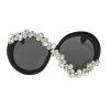 willochra Oversized Round Sunglasses Women Diamond Rhinestone Sunglasses Men Luxury Glasses Eyeglasses Vintage (BLACK) view 1