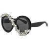 willochra Oversized Round Sunglasses Women Diamond Rhinestone Sunglasses Men Luxury Glasses Eyeglasses Vintage (BLACK) view 2
