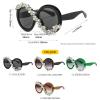 willochra Oversized Round Sunglasses Women Diamond Rhinestone Sunglasses Men Luxury Glasses Eyeglasses Vintage (BLACK) view 4