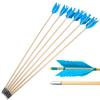 AMEYXGS 6/12 Pack Archery Traditional Wooden Arrow Target Flu-Flu Arrows with 4 Feathers Fletching for Practice Targeting Hunting(Lake Blue, 12 Pack) view 1