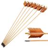 AMEYXGS 6/12 Pack Archery Traditional Wooden Arrow Target Flu-Flu Arrows with 4 Feathers Fletching for Practice Targeting Hunting (Brown, 12 Pack) view 1
