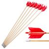AMEYXGS 6/12 Pack Archery Traditional Wooden Arrow Target Flu-Flu Arrows with 4 Feathers Fletching for Practice Targeting Hunting(Red, 12 Pack) view 1