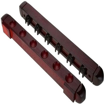 YRHH Billiard Table Rack, Wooden Billiard Rack, 6 Holes Wooden Billiard Cue Wall Rack, Easy Installation Pool Bar Club Lovers Billiard Players-A