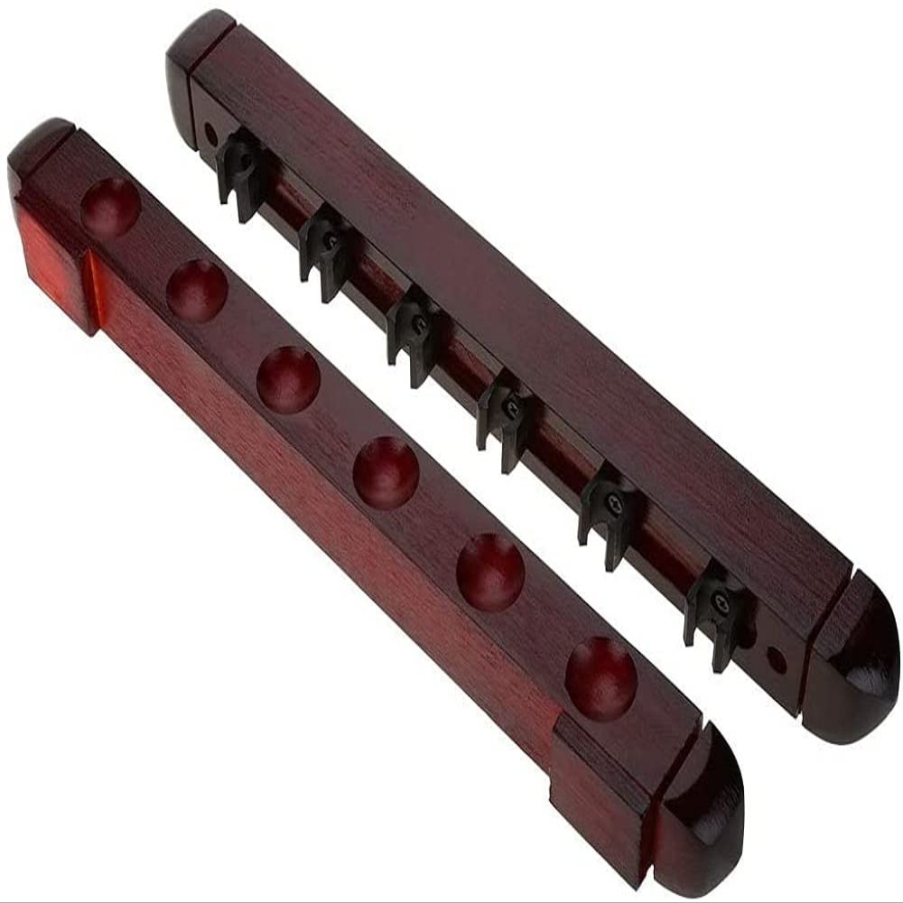 YRHH Billiard Table Rack, Wooden Billiard Rack, 6 Holes Wooden Billiard Cue Wall Rack, Easy Installation Pool Bar Club Lovers Billiard Players-A