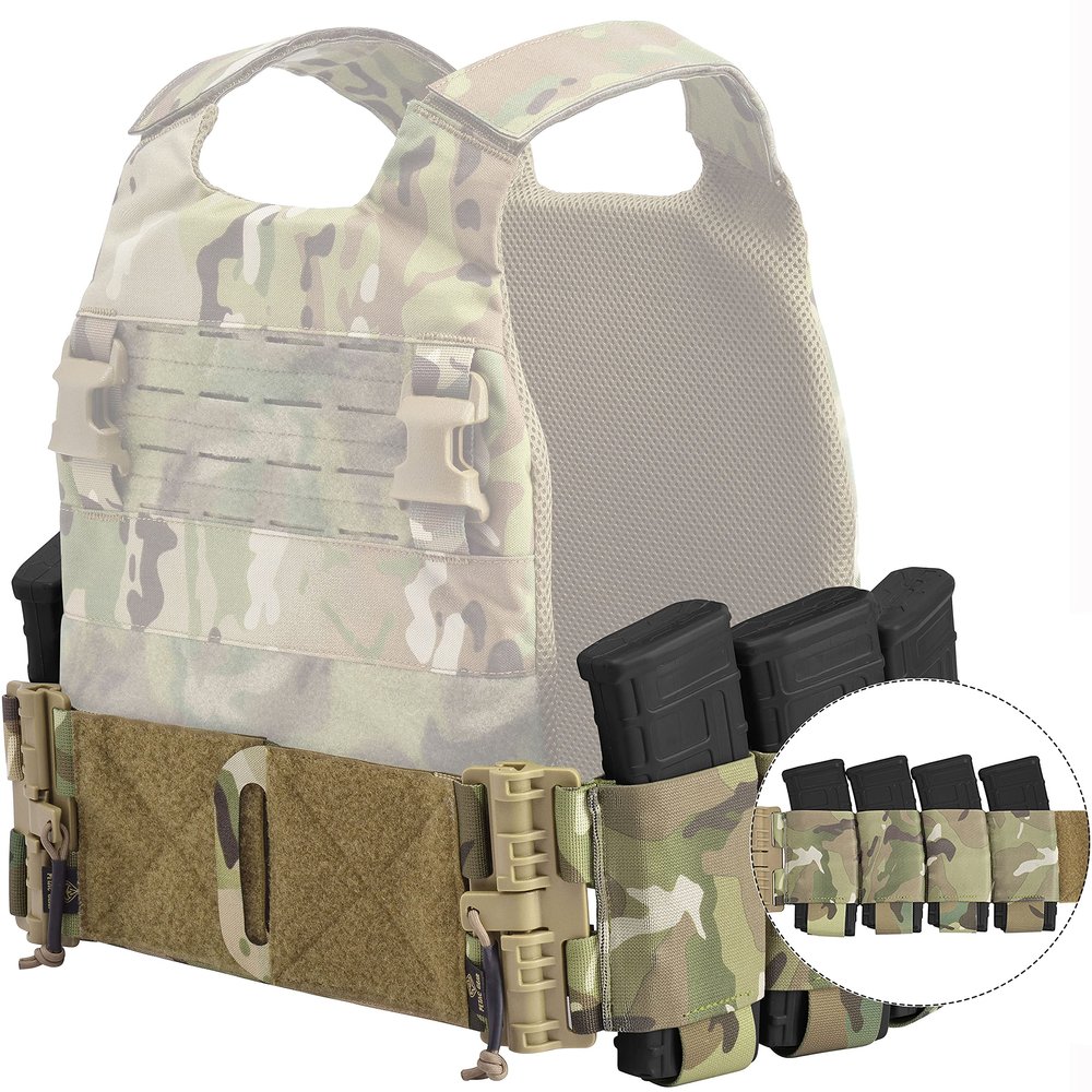 PETAC GEAR Carry Elastic Cummerbund,8 AR Mag Pouches for Vest Quick Release Mounting Strap for FCPC LBT LBX (Set)