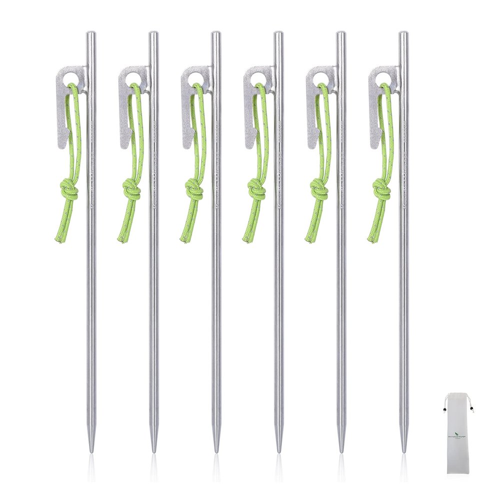 Boundless Voyage 6pcs Titanium Alloy Tent Pegs Outdoor Camping Awning Tent Stakes Lightweight Hiking Climbing Tent Nail Ti4014P