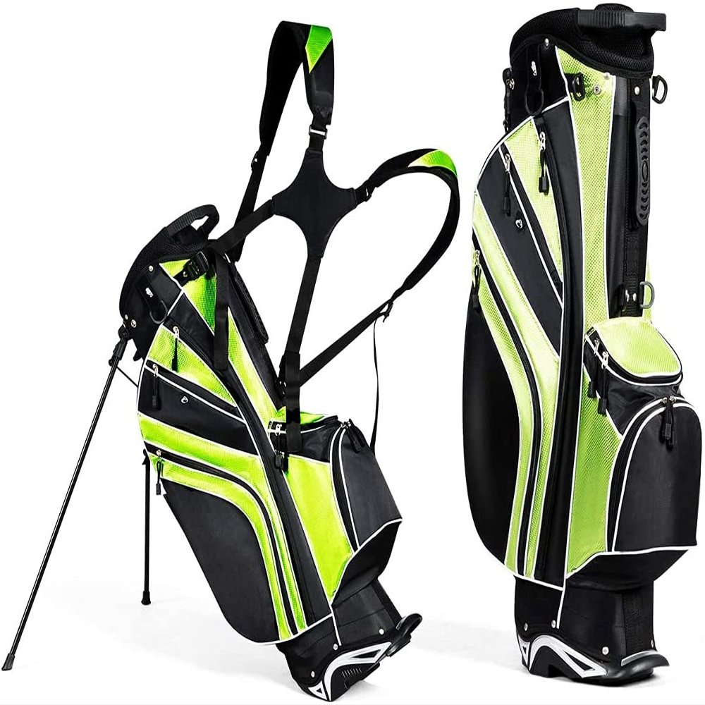 Mayjooy Golf Stand Bag, Portable Carry Golf Bag w/Ergonomic Dual Straps & 6 Way Top Divider, Lightweight Carry Organizer Pocket w/Umbrella Ring, Ideal for Men & Women (Green)