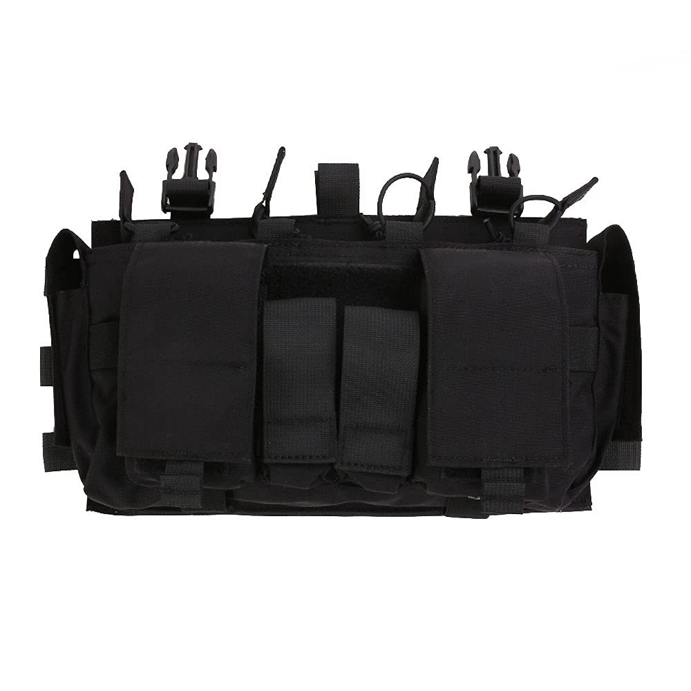 EMERSONGEAR Tactical Magazine Pouch,Mag pouch with Utility Pouch, Tactical Vest Chest Rig Bag,MF Style Gen IV Compatible Placards for Magazines (Black)