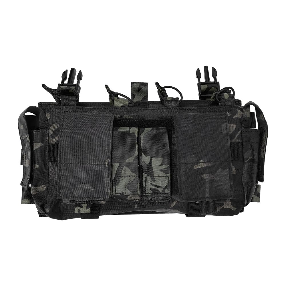 EMERSONGEAR Tactical Magazine Pouch,Mag pouch with Utility Pouch, Tactical Vest Chest Rig Bag,MF Style Gen IV Compatible Placards for Magazines Multi-camo Black