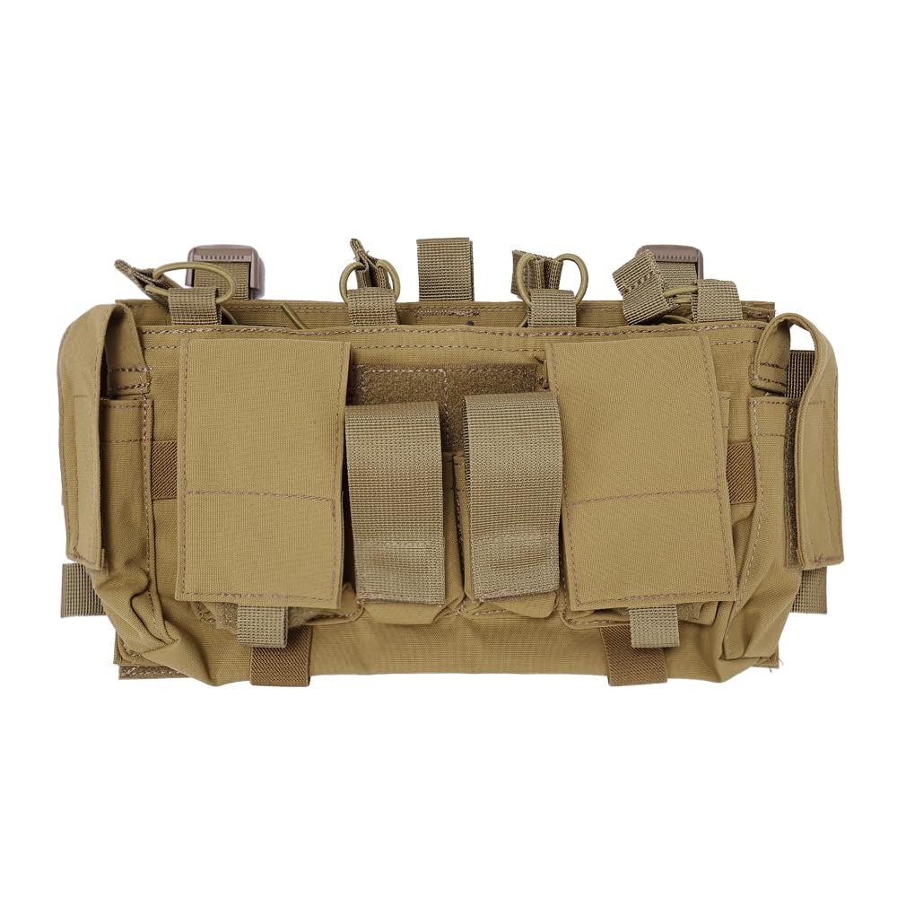 EMERSONGEAR Tactical Magazine Pouch,Mag pouch with Utility Pouch, Tactical Vest Chest Rig Bag,MF Style Gen IV Compatible Placards for Magazines Coyote Brown