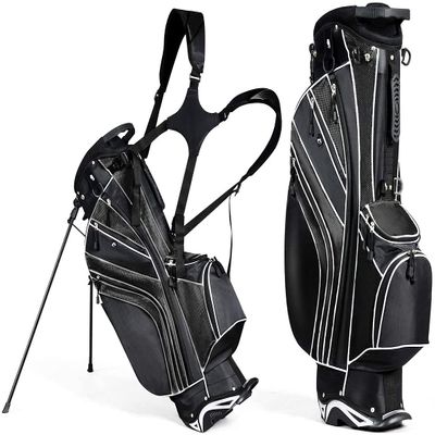 Mayjooy Golf Stand Bag, Portable Carry Golf Bag w/Ergonomic Dual Straps & 6 Way Top Divider, Lightweight Carry Organizer Pocket w/Umbrella Ring, Ideal for Men & Women (Black)