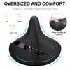 RERUIA Large Bike Seat Comfortable and Wide Saddle Dual Shock Absorbing Exercise Bicycle Seat Leather Cover Waterproof Universal Fit for Outdoor Indoor Cycling Men Women Seniors Replacement Part view 4