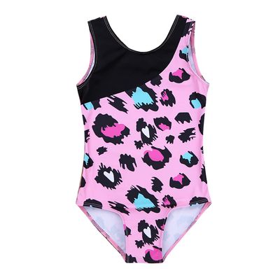 Yartina Kids Girls Ballet Dance Gymnastics Leotard Leopard Print Strappy Tumbling Athletic Outfits Pink 7-8 Years