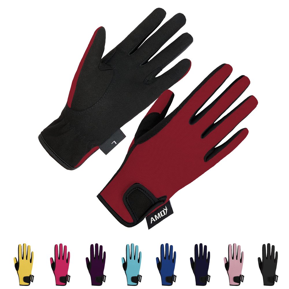 Amoy Horseback Riding Gloves for Kids Children Equestrian Gloves Child Youth Boys Girls Mittens Perfect for Biking Cycling Riding Running Outdoor Activities Red L Age 12-14