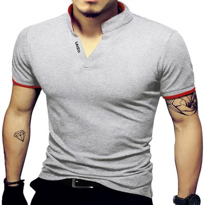 LOGEEYAR Mens Fashion Polo Henley Shirts Short/Long Sleeve Casual T-Shirts Slim Fit Cotton Polo Shirts for Men Grey
