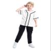 TopTie Boys Baseball Jersey, Kids Button Down Jersey T-Shirt Softball-White black-2T view 1