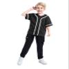 TopTie Boys Baseball Jersey, Kids Button Down Jersey T-Shirt Softball-Black White-4T view 1