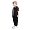 TopTie Boys Baseball Jersey, Kids Button Down Jersey T-Shirt Softball-Black White-4T view 3