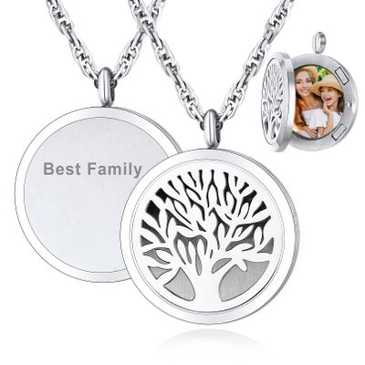Supcare Tree of Life Locket Necklace for Women Personalized Photo Pendant Custom Gifts for Mum Men Dad Father Dad
