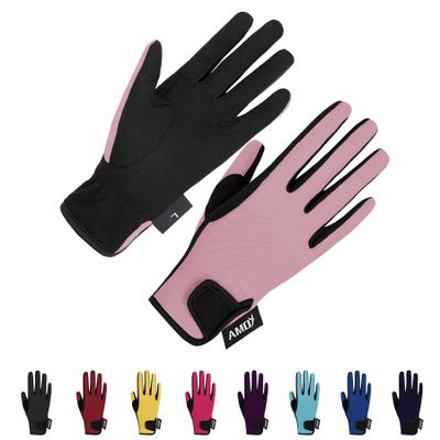 Amoy Kids Horse Riding Gloves Children Equestrian Horseback Gloves Boys & Girls Youth Outdoor Mitts Perfect for Biking Cycling Gardening Outdoor Activities Pink M Age 8-10