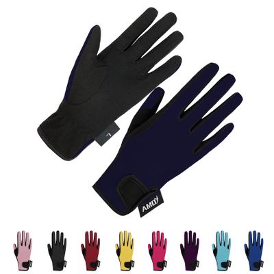 Amoy Horse Riding Gloves for Girls & Boys Children Equestrian Horseback Anti-Slipping Kids Youth Outdoor Biking Cycling Sport Mitts Mitts Navy L Age 12-14