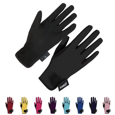 Amoy Kids Horse Riding Gloves Breathable Children Equestrian Horseback Anti-Slipping Boys & Girls Youth Outdoor Biking Cycling Sport Mitts Black S Age 6-8