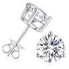 1-4ct Moissanite Stud Earrings for Women - 3 Prong 925 Sterling Silver D Color Ideal Cut Earrings with Certificate of Authenticity (1CT) view 1