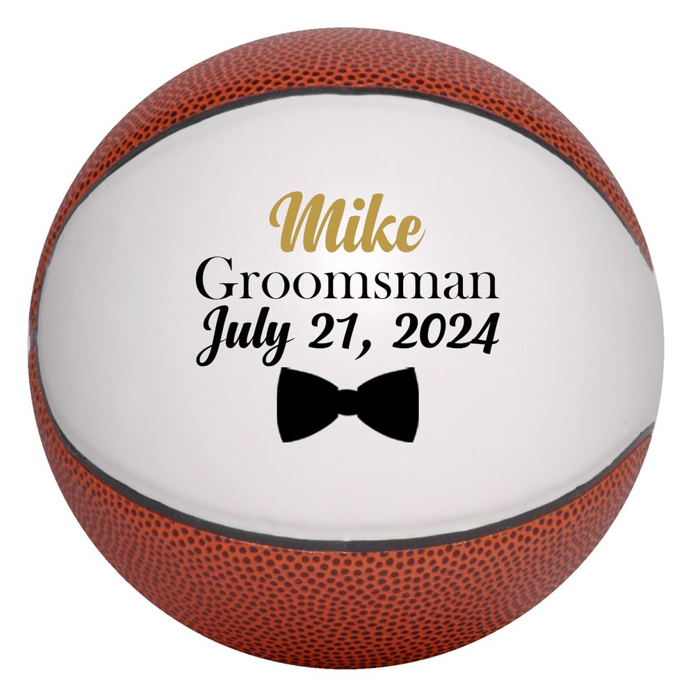 Ballstars Custom Groomsmen and Best Man Basketball (Full Size 12" Official Size 7, with Base)