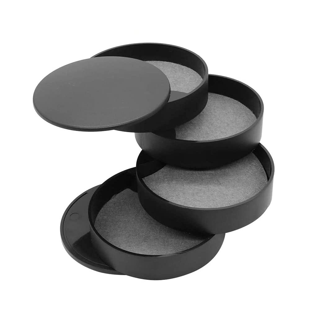 Ldirect Jewelry Organizer Small Jewelry Storage Box 4-Layer Rotating Travel Jewelry Tray Holder for Women Bracelets Rings Bracelets Earrings (Black)