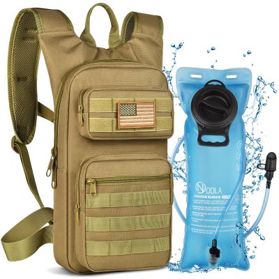 NOOLA Hydration Backpack with 3L TPU Water Bladder, Tactical Molle Water Backpack for Men Women, Hydration Pack for Hiking, Biking, Running and Climbing ,Tan