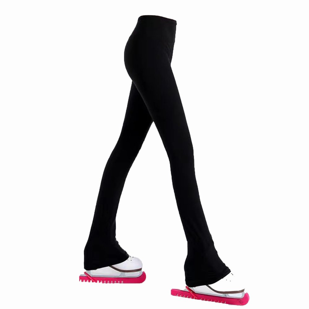 LIUHUO Figure Skating Pants Girls Fleece Practice Leggings Teens Skating Trousers Black