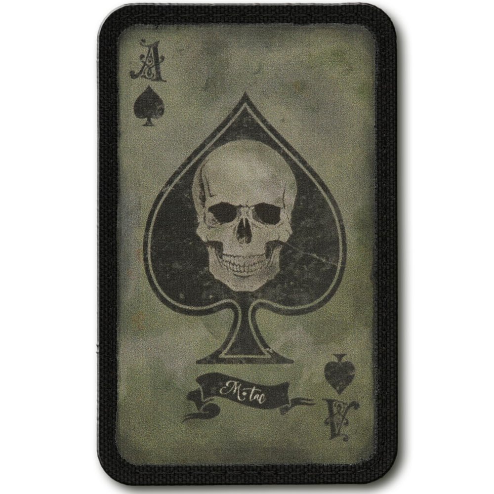 M-Tac Ace of Spades Death Card Tactical Morale Patch Army Combat Hook Fasteners (Olive/Black)