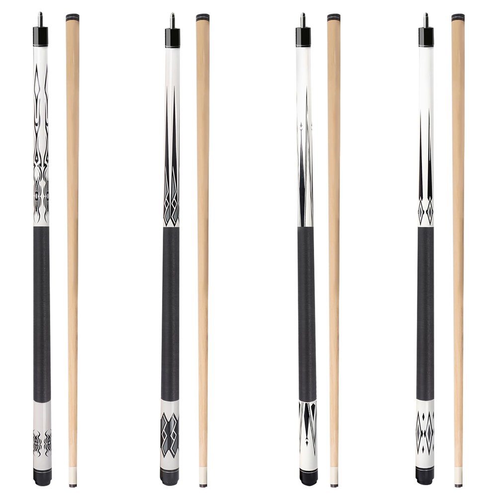 GSE Games & Sports Expert 58" 2-Piece Hardwood Billiard Pool Cue Sticks for Men/Women, Set of 4 Pool Cues Sticks for House or Commercial/Bar Use, 18/19/20/21 Oz Each (106set, White)