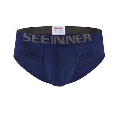 Familyhouse Men's Cotton Stretch Briefs Underwear U Convex Brief Bulge Pouch Underpants Knickers (Navy Blue,L)
