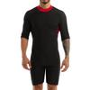 Kaerm Mens One Piece Surfing Snorkeling Swimwear Leotard Short Sleeve Boxer Shorts Unitard Bodysuit Red X-Large view 1
