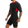 Kaerm Mens One Piece Surfing Snorkeling Swimwear Leotard Short Sleeve Boxer Shorts Unitard Bodysuit Red X-Large view 4