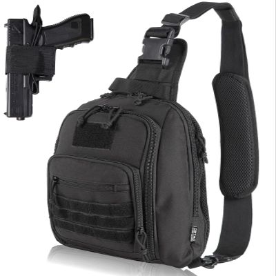 DBTAC Tactical Personal Defense Bags & Packs | 8L Tactical Bag Shoulder Chest Pack with Sling for Concealed Carry, Range, Travel, Hiking, Outdoor Sports (Black)