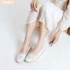 HEAWISH Womens Ballet Flat Daisy Round Toe Dress Shoes Casual Slip On Rope Loafer(White, US10) view 2