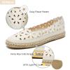 HEAWISH Womens Ballet Flat Daisy Round Toe Dress Shoes Casual Slip On Rope Loafer(White, US10) view 3
