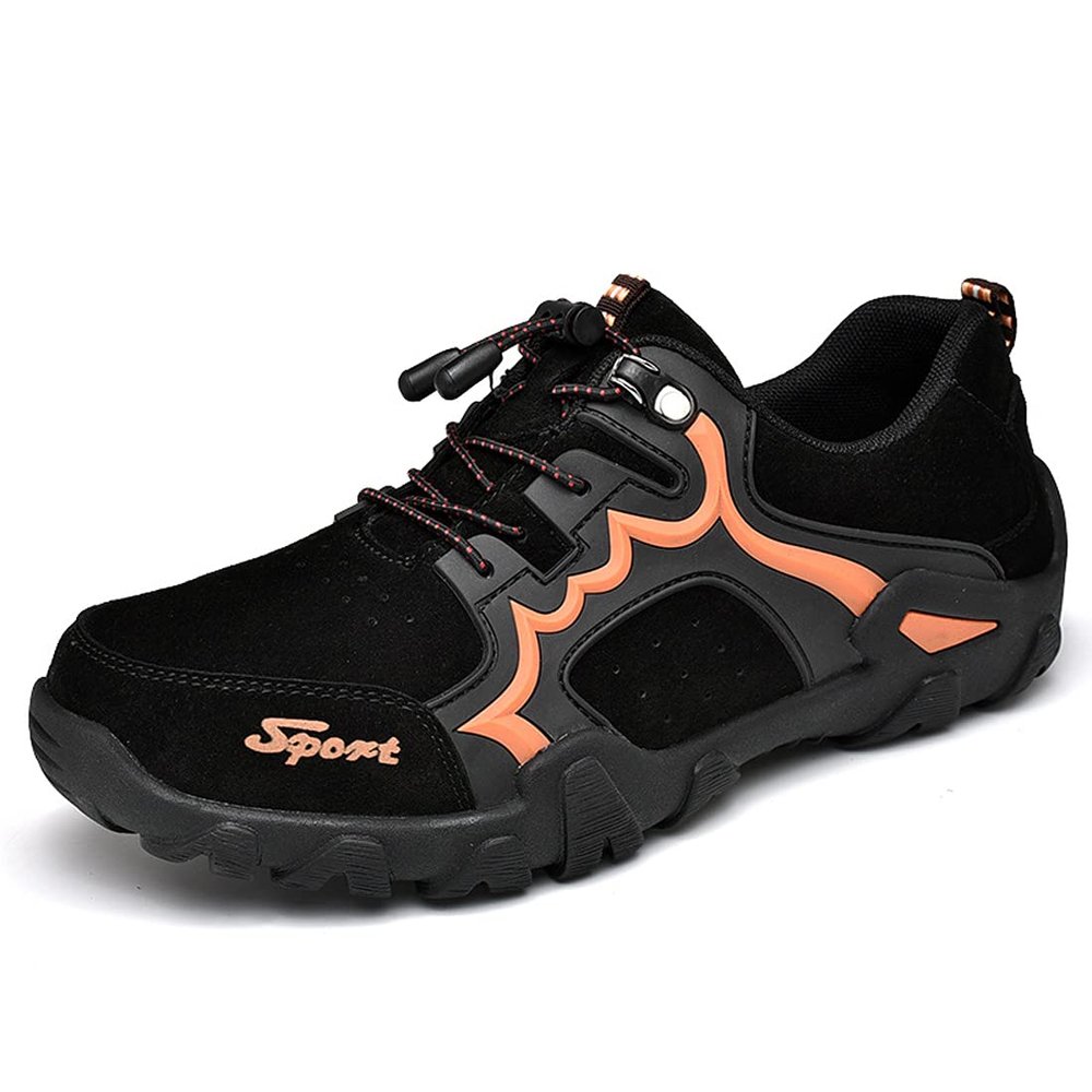 hongrenamz Mens Trekking Boots Non-Slip Low Rise Breathable Walking Hiking Shoes Outdoor Black-EU38