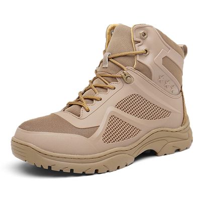 hongrenamz Men's Walking Trainers Hiking Trekking Shoes Lightweight Breathable High Rise Outdoor Boots Sand color-EU46